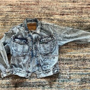 Vintage 80s Puma Sport Bomber Acid Wash Jean Denim Jacket​